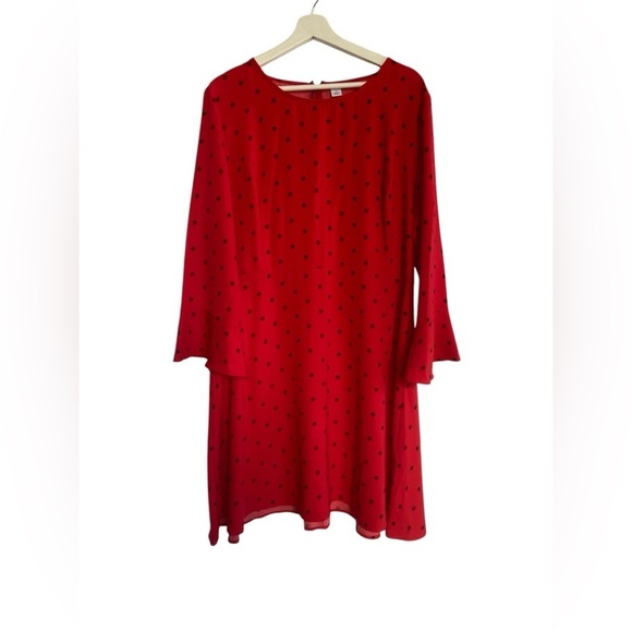Old Navy Bell Sleeve Dress Polka Dot Red Size Medium Size XL - Picture 1 of 14